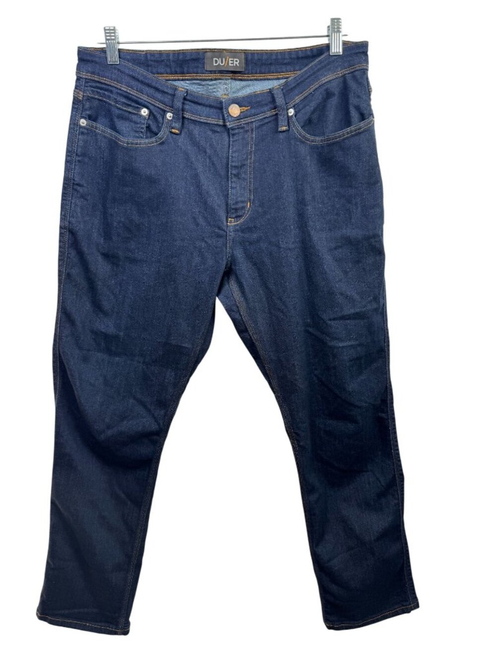 DUER L2X Relaxed Taper denim Jeans Men 36x30 Coolmax Performance Organic cotton